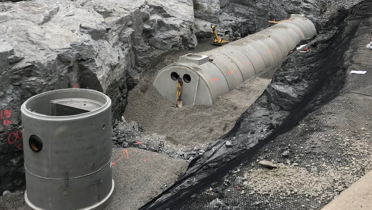 Betongrør og utskillere til håndtering av tunnelvaskevann